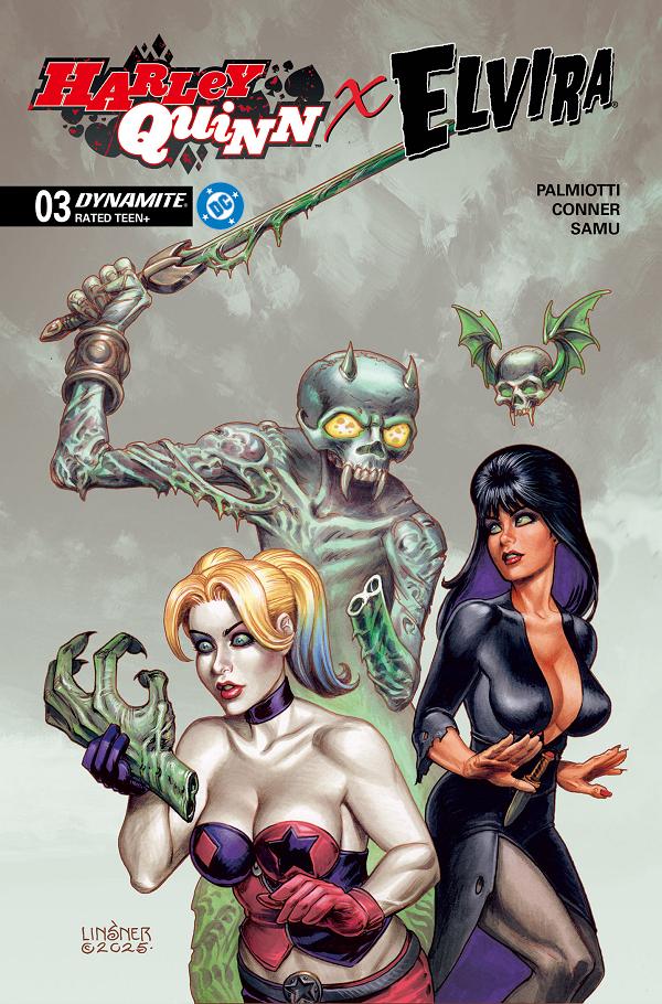 Harley Quinn X Elvira #3 variant cover by Joseph Michael Linsner