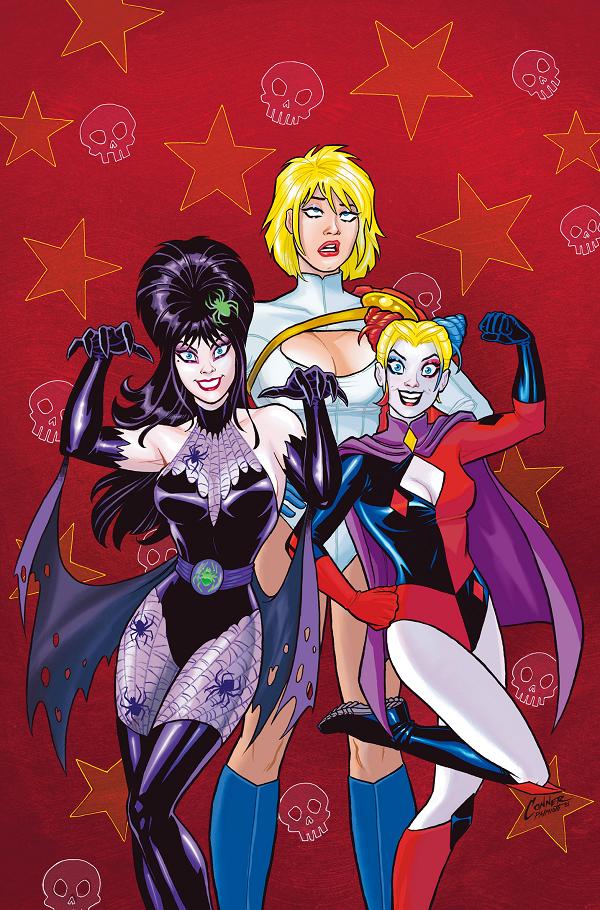 Harley Quinn X Elvira #3 variant cover by Amanda Conner