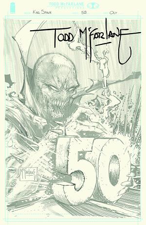 King Spawn #50 CVR H CVR H INC 1:1000 TODD MCFARLANE VIRGIN SKETCH SIGNED CGC GRADED cover
