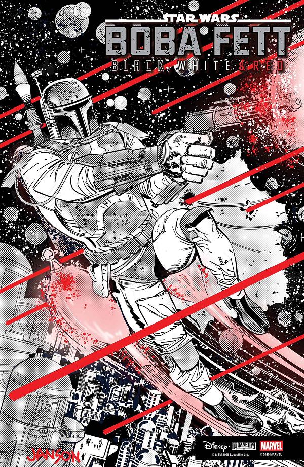 Star Wars: Boba Fett - Black, White & Red #4 DAVE WACHTER VARIANT [1:25] cover
