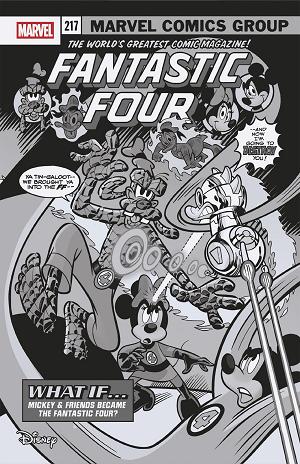 Fantastic Four #5 MARCO PALAZZI BLACK AND WHITE DISNEY WHAT IF? FANTASTIC FOUR HOMAGE VARIANT [1:100] cover