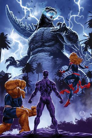 Godzilla Destroys The Marvel Universe #4 MARK BROOKS VIRGIN VARIANT [1:50] cover