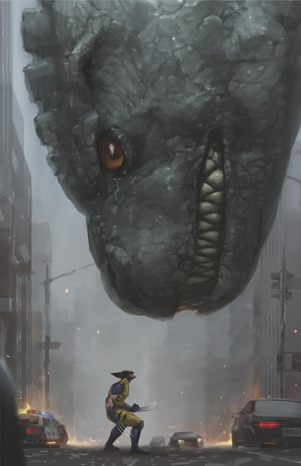 Godzilla Destroys The Marvel Universe #3 JEEHYUNG LEE VIRGIN VARIANT [1:100] cover