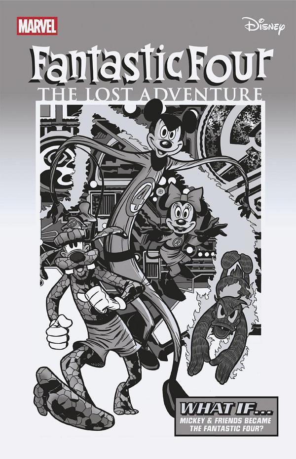 Fantastic Four #3 VITALE MANGIATORDI BLACK AND WHITE DISNEY WHAT IF? FANTASTIC FOUR HOMAGE VARIANT [1:100] cover