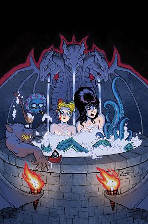 Harley Quinn X Elvira #4 CVR F CVR F AMANDA CONNER HOT TUB METAL VIRGIN cover