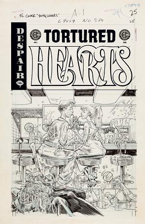 Ec Tortured Hearts #1 CVR E (ONE SHOT) CVR E INC 1:20  DUSTIN WEAVER B&W ARTIST EDITION cover