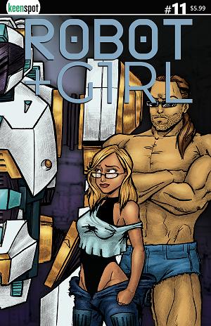 Robot + Girl #11 CVR B CVR B MIKE WHITE RIGHT SIDE CONNECTING COVER BAGGED WITH TRADING CARD cover