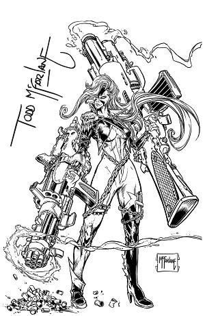 Scorched #50 CVR G CVR G INC 1:250 TODD MCFARLANE SIGNED B&W INKS cover