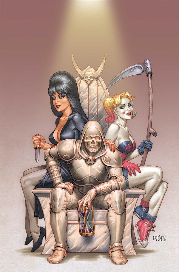 Harley Quinn X Elvira #5 variant cover by Joseph Michael Linsner