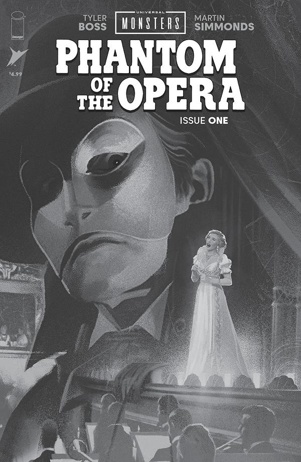 Universal Monsters The Phantom Of The Opera #1 CVR D (OF 4) CVR D INC 1:25 JOSHUA MIDDLETON B&W CLASSIC HORROR cover