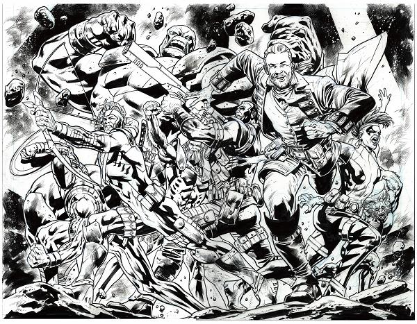 Redcoat #15 CVR E CVR E BRYAN HITCH YOUNGBLOOD TEAM UP BW VIRGIN WRAPAROUND cover