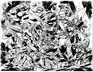 Redcoat #15 CVR E CVR E BRYAN HITCH YOUNGBLOOD TEAM UP BW VIRGIN WRAPAROUND cover