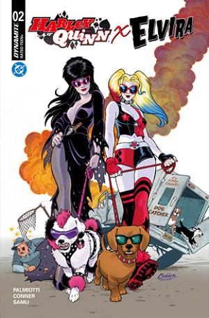 Harley Quinn X Elvira #2 CVR E CVR E AMANDA CONNER DOGS FOIL cover