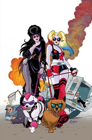 Harley Quinn X Elvira #2 CVR F CVR F AMANDA CONNER DOGS FOIL VIRGIN cover
