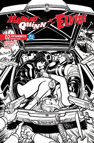 Harley Quinn X Elvira #2 CVR M CVR M INC 1:10 CHAD HARDIN LINE ART cover