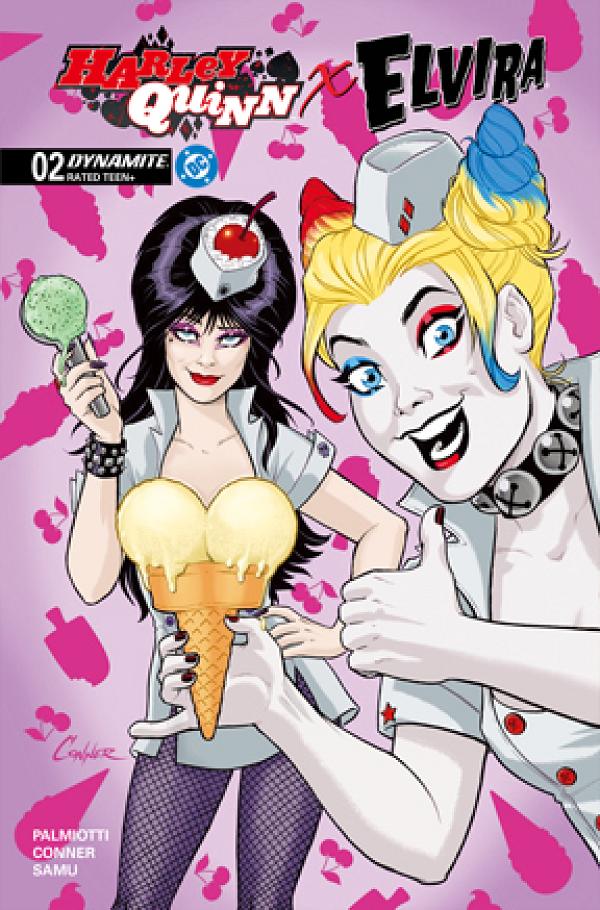 Harley Quinn X Elvira #2 CVR N CVR N INC 1:15 AMANDA CONNER ICE CREAM FOIL cover