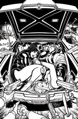 Harley Quinn X Elvira #2 CVR O CVR O INC 1:15 CHAD HARDIN LINE ART VIRGIN cover