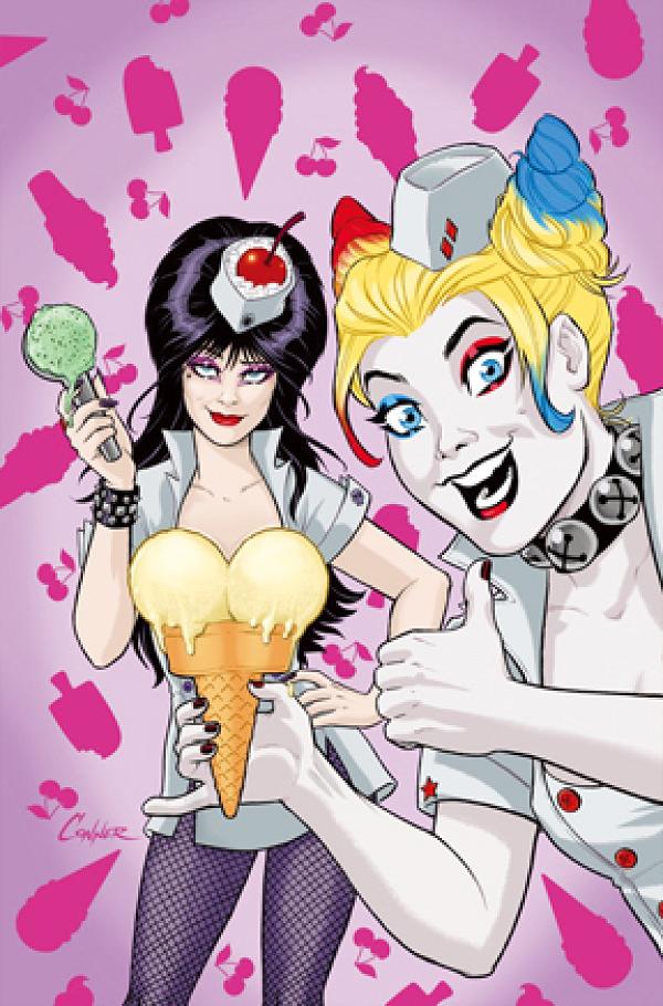 Harley Quinn X Elvira #2 CVR P CVR P INC 1:20 AMANDA CONNER ICE CREAM FOIL VIRGIN cover