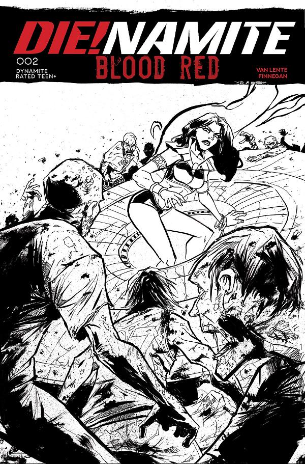 Die!Namite Blood Red #2 CVR I CVR I INC 1:5 DAVID COUSENS LINE ART FOC BONUS cover
