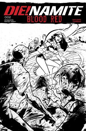 Die!Namite Blood Red #2 CVR I CVR I INC 1:5 DAVID COUSENS LINE ART FOC BONUS cover