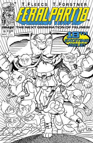 Feral #18 CVR E CVR E TONY FLEECS & TRISH FORSTNER YOUNGBLOOD TEAM UP B&W VIRGIN cover
