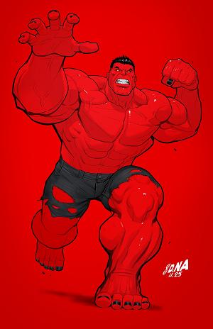 Avengers #35 DAVID NAKAYAMA COLOR BLOCK RED VIRGIN VARIANT [1:50] cover