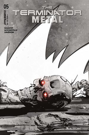 Terminator Metal #5 CVR J CVR J INC 1:5 SEBASTIAN PIRIZ B&W TRADE DRESS cover