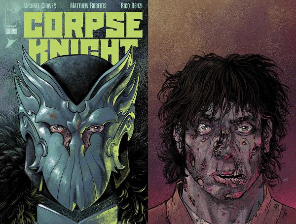 Corpse Knight #1 CVR G (OF 6) CVR G MATTHEW ROBERTS DIE CUT HELMET cover