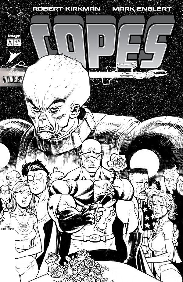 Invincible Universe Capes #6 CVR E CVR E INC 1:50 RYAN OTTLEY B&W cover