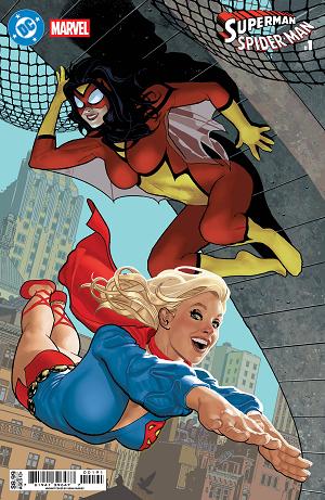 Dc Marvel Superman Spider-Man #1 CVR I (ONE SHOT) CVR I ADAM HUGHES SUPERGIRL 70S & SPIDER-WOMAN 70S CARD STOCK cover