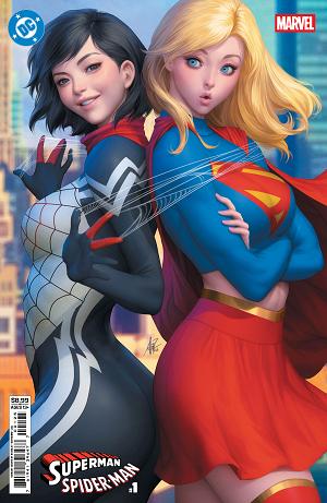 Dc Marvel Superman Spider-Man #1 CVR M (ONE SHOT) CVR M STANLEY ARTGERM LAU SUPERGIRL & SILK CARD STOCK cover