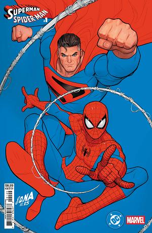 Dc Marvel Superman Spider-Man #1 CVR Q (ONE SHOT) CVR Q DAVID NAKAYAMA KINGDOM COME SUPERMAN & SPIDER-MAN CARD STOCK cover