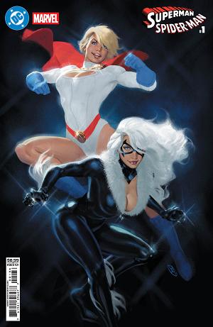 Dc Marvel Superman Spider-Man #1 CVR V (ONE SHOT) CVR V DAVID TALASKI POWER GIRL & BLACK CAT CARD STOCK cover