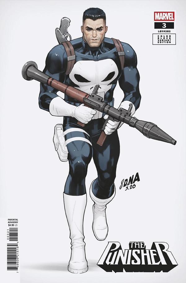 Punisher #3 DAVID NAKAYAMA COLOR BLOCK WHITE VARIANT cover