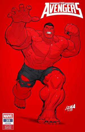 Avengers #35 DAVID NAKAYAMA COLOR BLOCK RED VARIANT cover