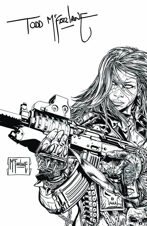 She-Spawn #1 CVR J (OF 5) CVR J INC 1:250 TODD MCFARLANE B&W SIGNED cover