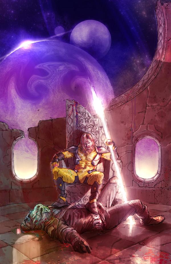 Valiant Beyond: The X-O Manowar --The God Hunt Cover A (Noobovich) #8 variant cover by Ennio Bufi