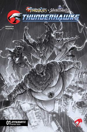 Thundercats X Silverhawks Thunderhawks #1 CVR N CVR N INC 1:35 ALESSANDRO RANALDI B&W cover
